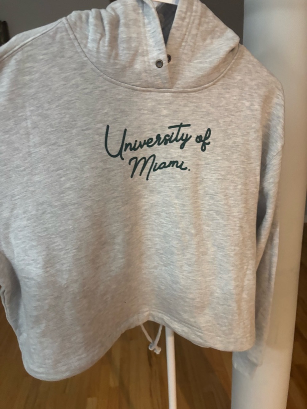 University of Miami Gray Cropped Hoodie Sweatshirt